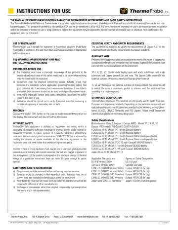 ThermoProbe TP-2C Operation Manual | Manualzz