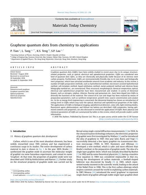 (PDF) Graphene quantum dots from chemistry to applications