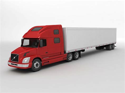 Volvo Semi Truck With Box Trailer 3D model | CGTrader