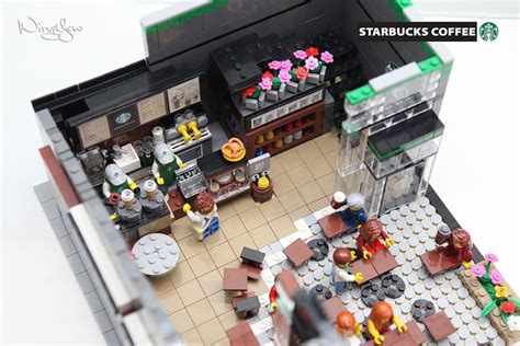 Lego MOC Starbucks Cafe (20) | Starbucks cups display, Lego design ...