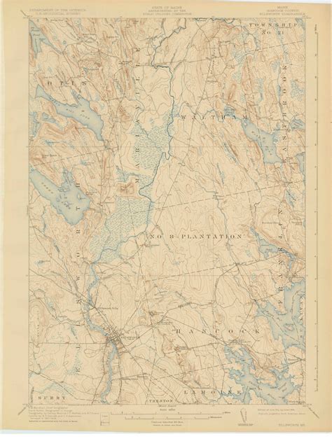 Ellsworth, Maine 1911 (1924) USGS Old Topo Map 15x15 Quad - OLD MAPS