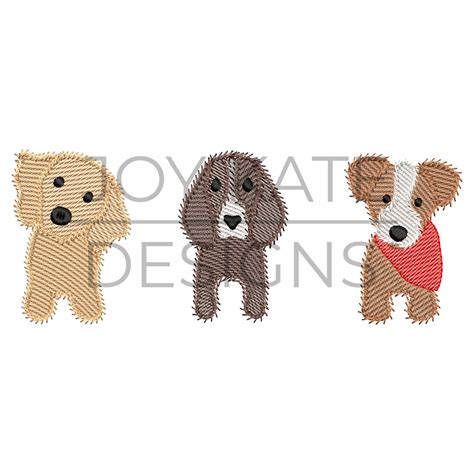 Puppy Dog Trio Sketch Embroidery Design - Joy Kate Designs