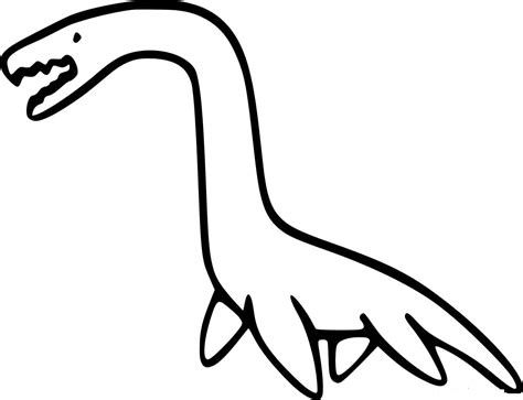 Plesiosaurus Dinosaur Drawing Outline for Toddlers Coloring Page - Free Printable Coloring Pages