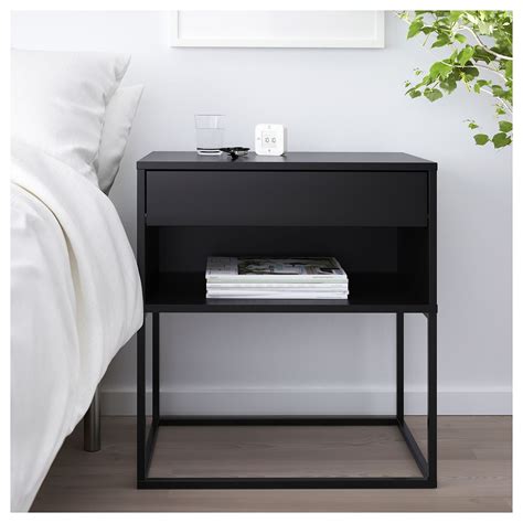 VIKHAMMER Bedside table - black 60x39 cm in 2020 | Black nightstand ...
