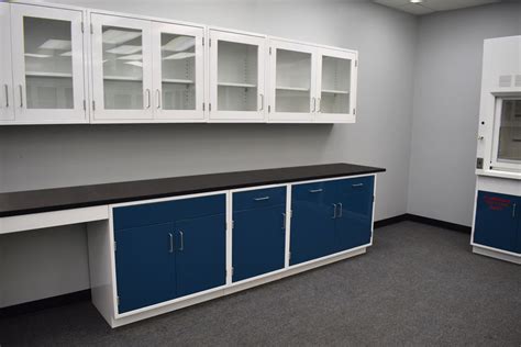 19′ Fisher American Blue Laboratory Cabinets w/ 19' Wall Units - Fisher ...