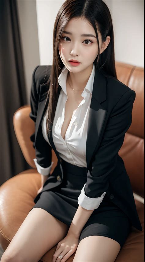 heterosexuality））），（（（（office lady，Black recruit suit，White color ...