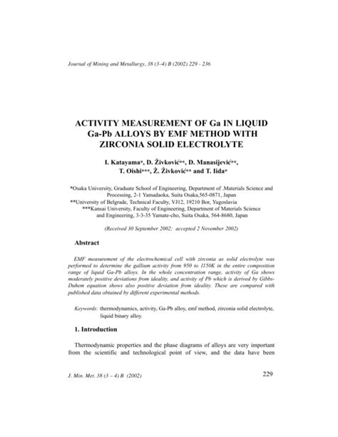 ACTIVITY MEASUREMENT OF Ga IN LIQUID Ga-Pb