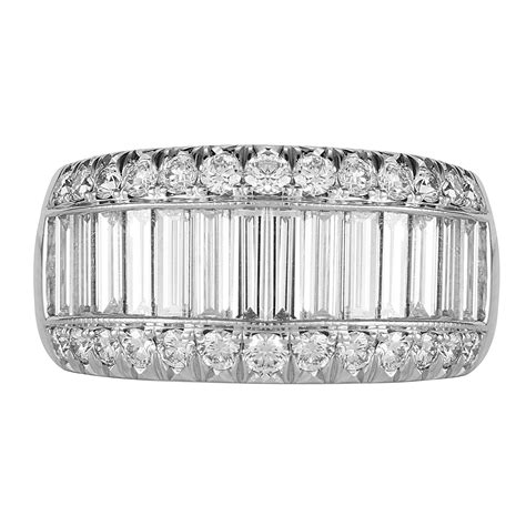 Mappin & Webb Platinum 2.15ct 3 Row Diamond Baguette Cut Eternity Ring - Size L 1845/010 ...