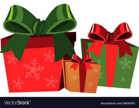 Christmas gift boxes on white background Vector Image