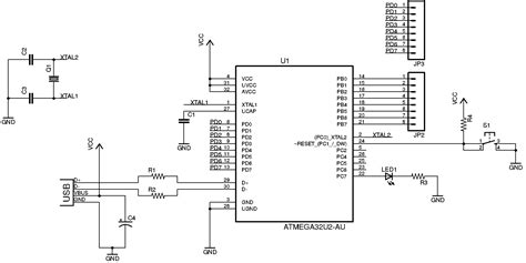 microcontroller-tutorial-atmega32u2-circuit - Build Electronic Circuits