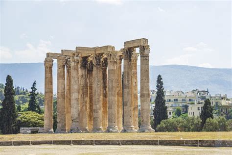 The Remain Columns of Temple of Olympian Zeus in Athens, Greece. Stock ...