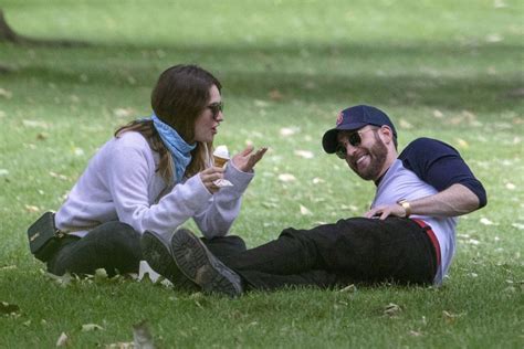 Chris Evans and Lily James photographed on an ice cream date