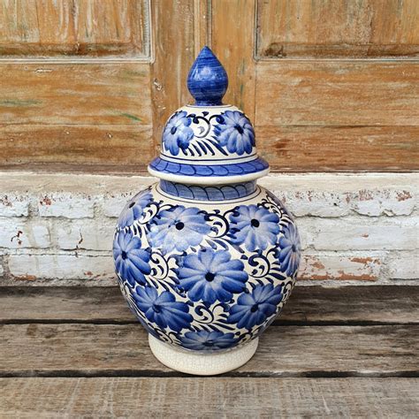 Glazed Blue Pottery Bell Vase With Lid – Canggu & Co