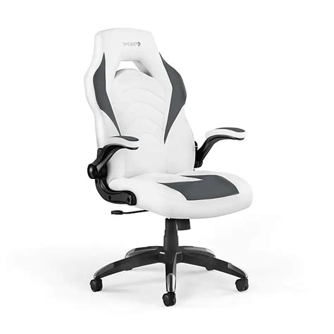 Staples Emerge Vortex Bonded Leather Gaming Chair, White and Gray ...