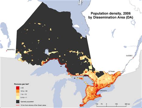 Population Density, Ontario, 2006