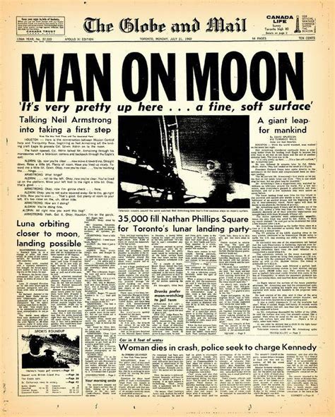 Famous front pages following the 1969 moon landing - The Globe and Mail