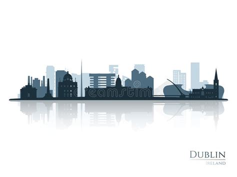 Dublin Skyline Silhouette with Reflection. Stock Vector - Illustration of dublin, cathedral ...