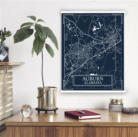 Auburn Alabama Blueprint Street Map Hanging Canvas Map of - Etsy