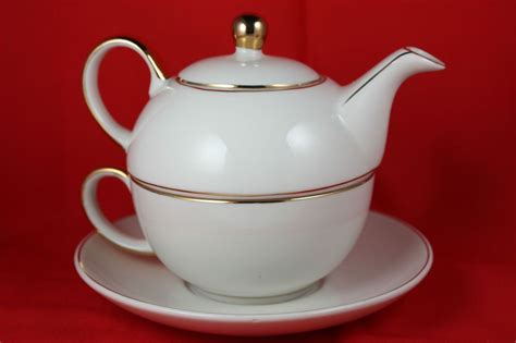 Adeline 1-Cup Gold on Cream Teapot Cup and Saucer Set Fine China Porcelain | eBay | Tea pots ...