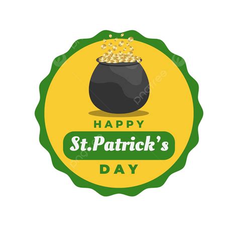 Happy St Patrick S Day Label With Wavy Circle Border, Border, Circular, Patricks Day Label PNG ...