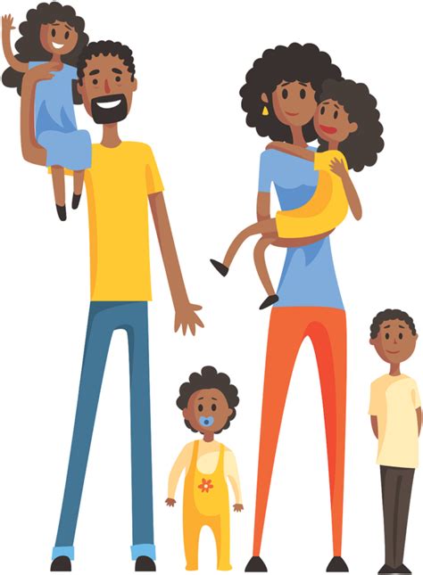 Download Family Animation - Familia Negra Feliz Desenho PNG Image with ...