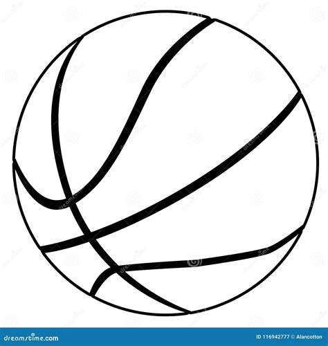 Black and White Basketball Line Drawing on White Stock Vector - Illustration of graphic ...