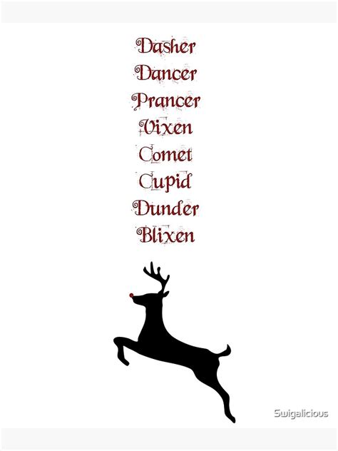 "Santa's Reindeer Name List" Poster for Sale by Swigalicious | Redbubble