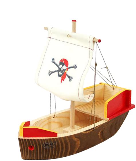 Download A Wooden Toy Boat With A White Sail And A Pirate Flag [100% ...