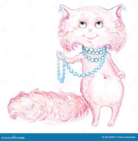 Cat Pink Catty Hand Drawing Stock Illustration - Illustration of pencil ...