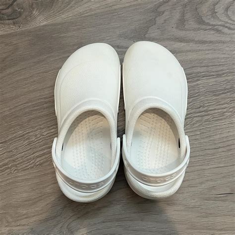 white crocs clog style size 6 women’s in pretty... - Depop