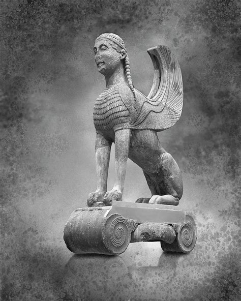 Ancient Greek sculpture of a Sphinx Naxos, 570-560 BC by Photographer Paul E Williams Sculpture ...