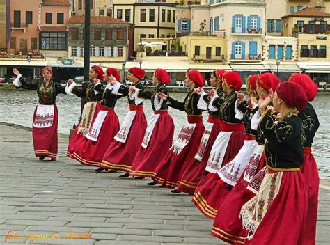 Traditional Cretan dance, port of Chania, Crete, Greece | Greek costume, Greek traditional dress ...