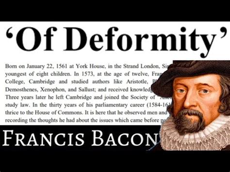 Of Deformity by Francis Bacon | Of Revenge | Of Truth || Summary and Details - YouTube