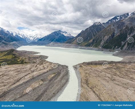 Stunning High Angle Aerial Drone View of Tasman Lake, a Proglacial Lake ...