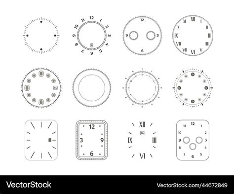 Analog clock face watch dial with time numbers Vector Image