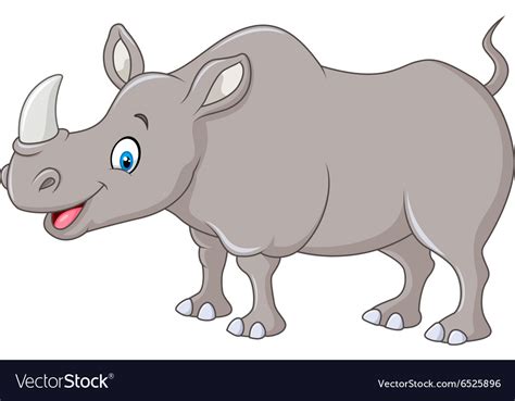 Cartoon happy rhino standing isolated Royalty Free Vector