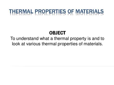 Thermal properties of materials