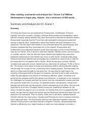 Hamlet act 3 scene 1.pdf - After reading, summarize and analyze Act 1 Scene 3 of William ...