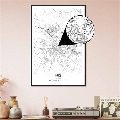 Nis Serbia Map Poster, Nis City Road Wall Art Print - Custom Maps & Posters