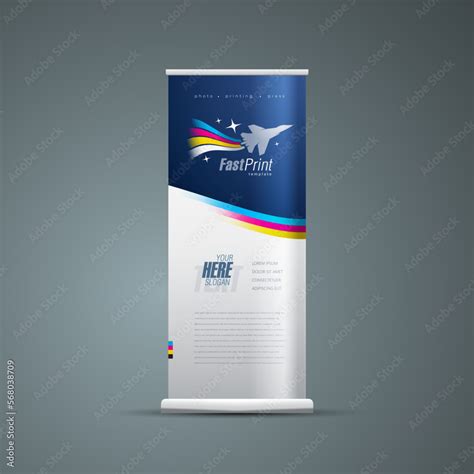 Roll up banner Fast print cmyk polygraphy printing theme vector Stock ...