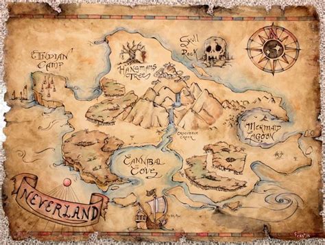 Neverland map, Fantasy map, Pirate maps