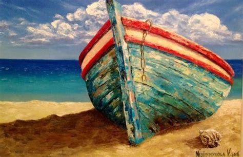 Csónak a parton | Painting, Boat art, Boat painting