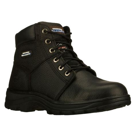 Skechers Soft Stride - Canopy Men Size 15 Black Leather Work Boot-77009EW - The Home Depot