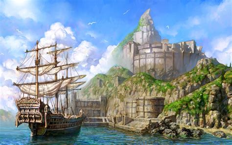 pirate boat | Fantasy landscape, Scenery, Painting