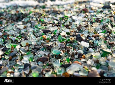 Glass beach is an attraction for travelers and tourists Stock Photo - Alamy