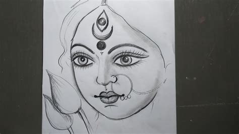 how to draw maa durga face easy pencil sketch for beginners step by step,durga thakur drawing ...