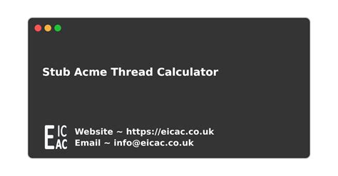 Stub Acme Thread Calculator | EICAC