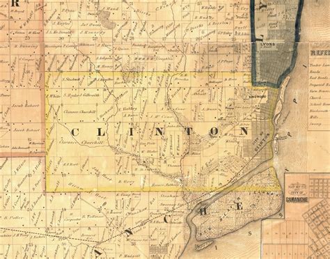 Clinton, Iowa 1865 Old Town Map Custom Print - Clinton Co. - OLD MAPS