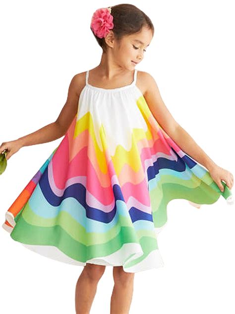 Kids Girls Dress, Sleeveless Rainbow Sundress Toddler Princess Party Dress Outfits Clothes ...