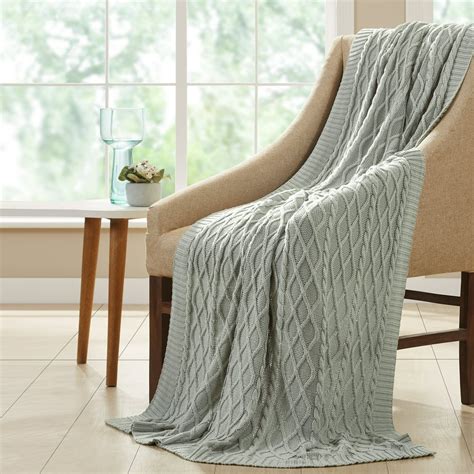 Amrapur Oversized Cable Knit Diamond 100% Cotton Throw Blanket, 50" x 70", Sage - Walmart.com ...